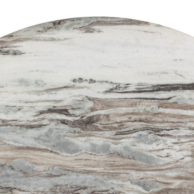 Modern Round Marble Dining Table with Sculpted Pedestal Base