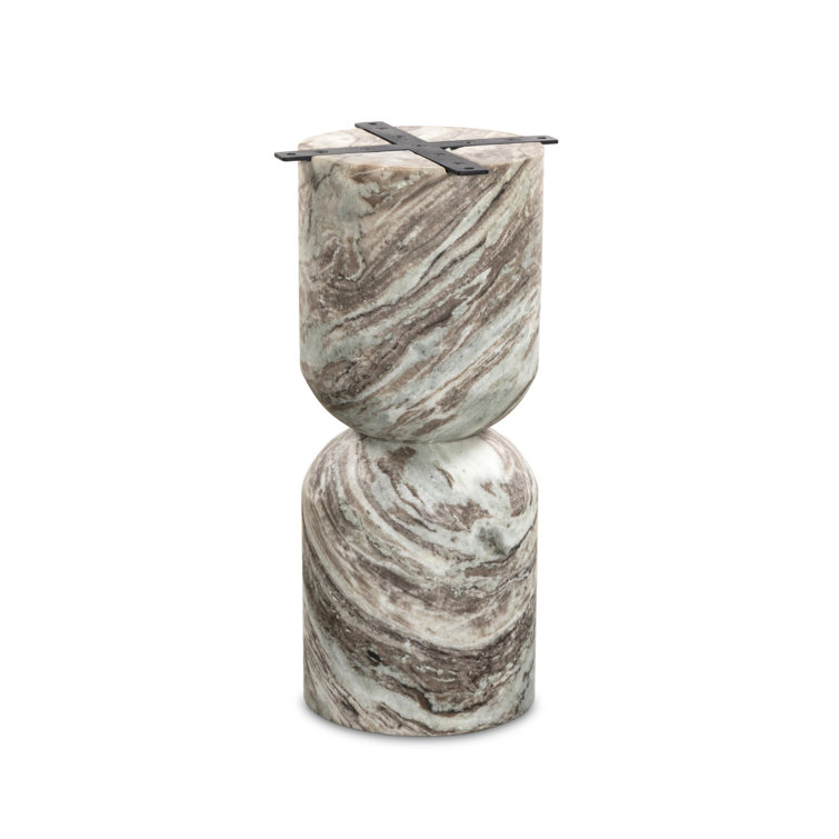 Modern Round Marble Dining Table with Sculpted Pedestal Base