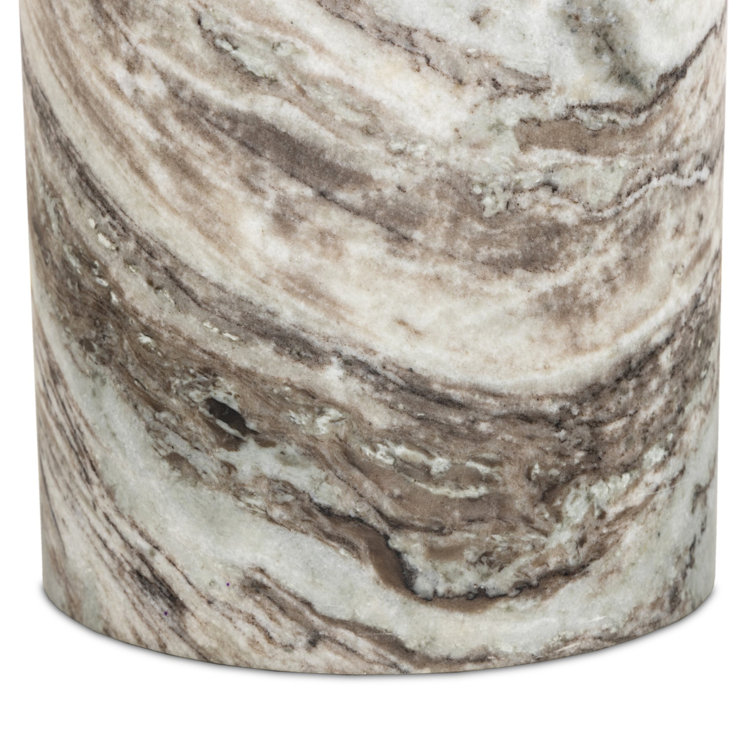 Modern Round Marble Dining Table with Sculpted Pedestal Base