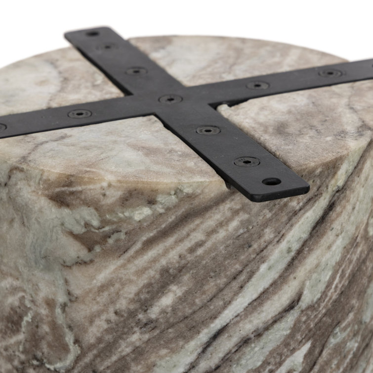 Modern Round Marble Dining Table with Sculpted Pedestal Base
