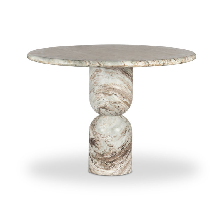 Figueroa Round Marble Dining Table with Sculpted Pedestal