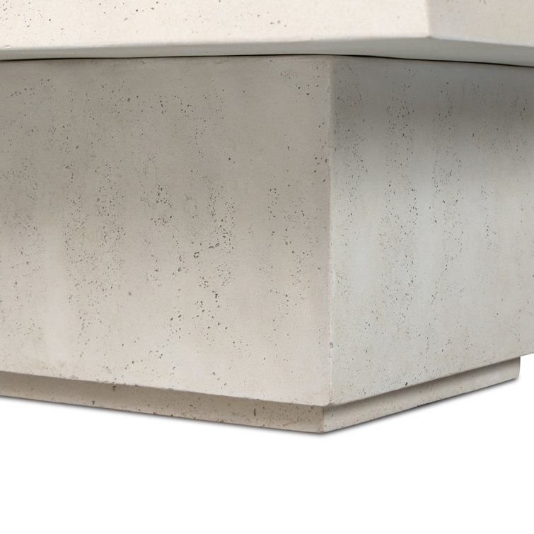 Aged White Concrete Square Outdoor Coffee Table