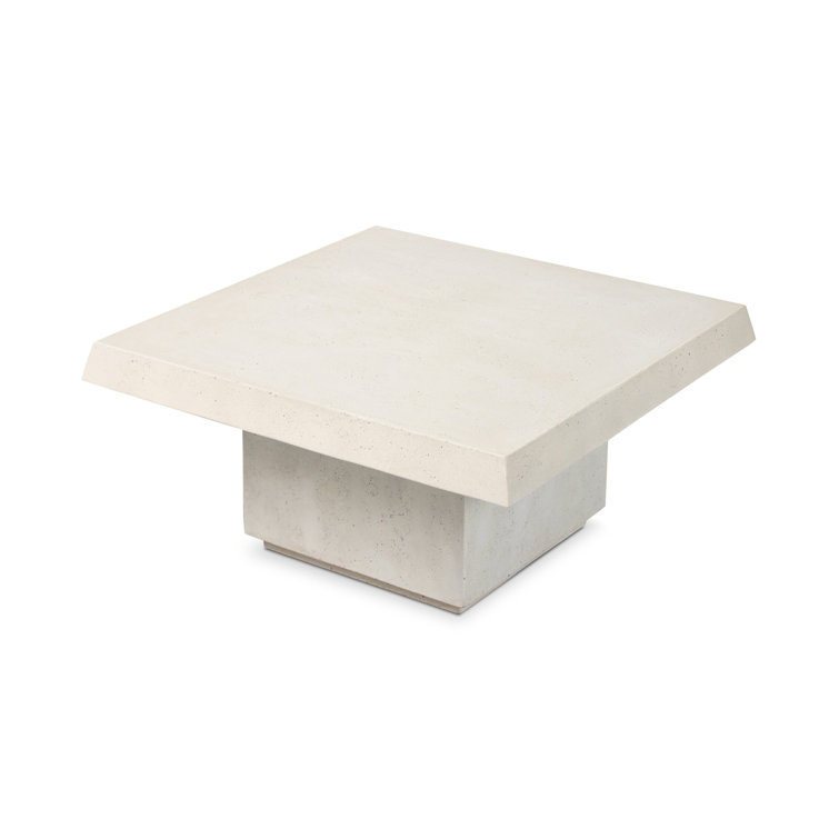 Aged White Concrete Square Outdoor Coffee Table