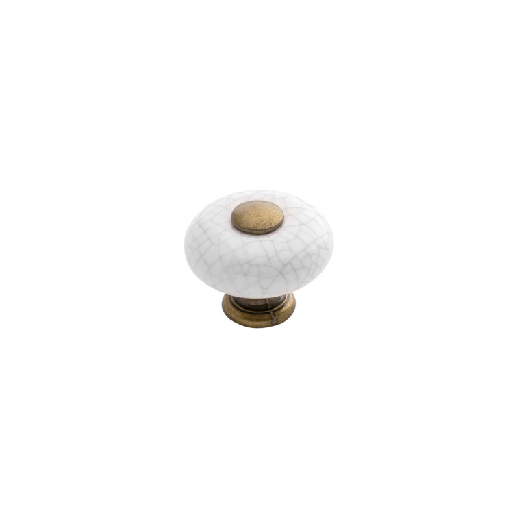 Vintage Brown Crackle Ceramic Mushroom Cabinet Knob