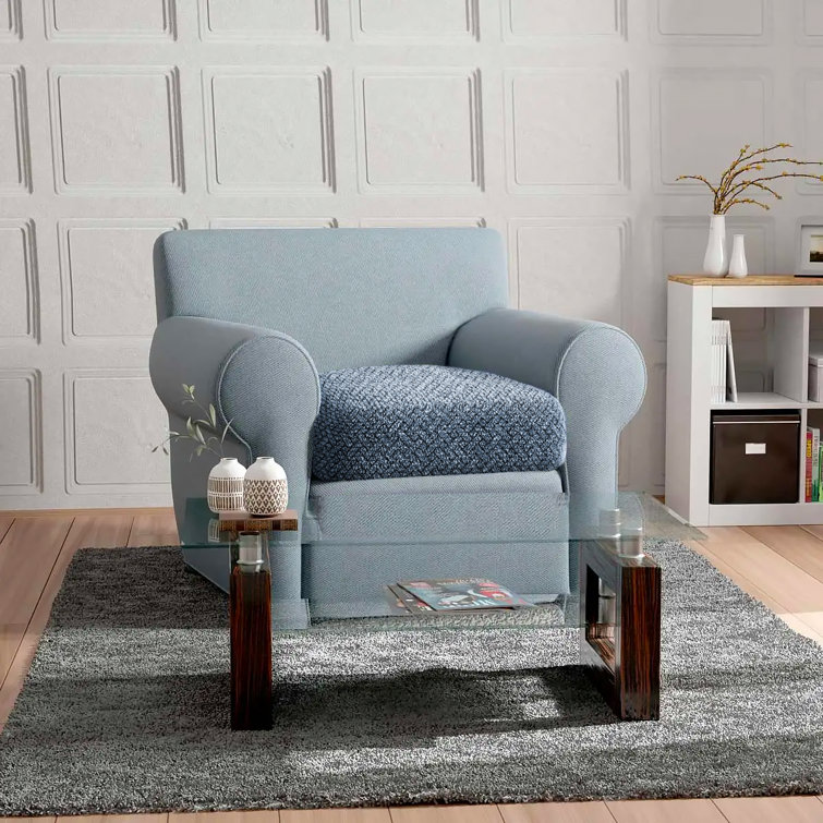Venezia Blue Stretch T-Cushion Sofa Slipcover