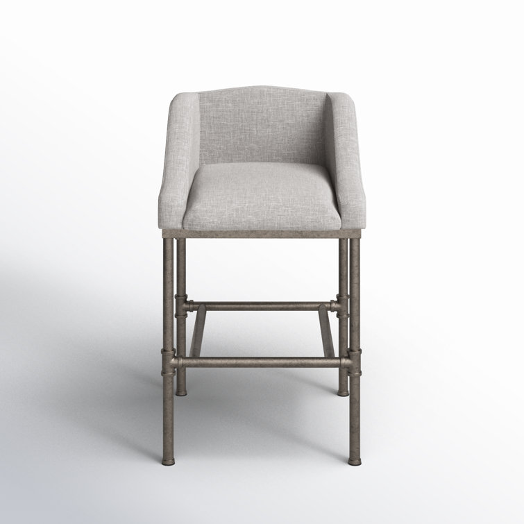 Dillon 26" Gray Upholstered Wingback Metal Counter Stool