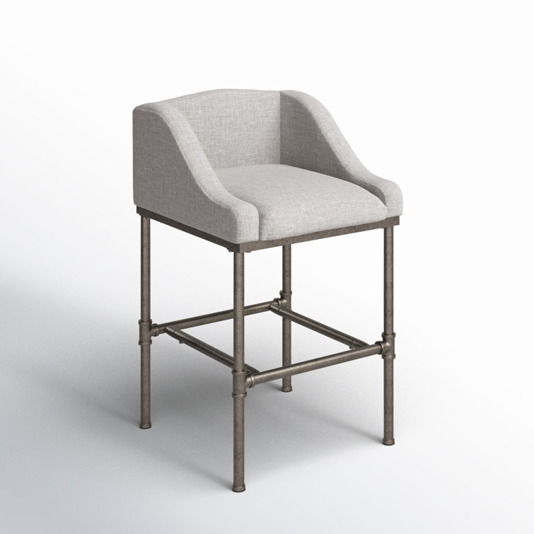 Dillon 26" Gray Upholstered Wingback Metal Counter Stool