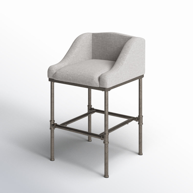 Dillon 26" Gray Upholstered Wingback Metal Counter Stool