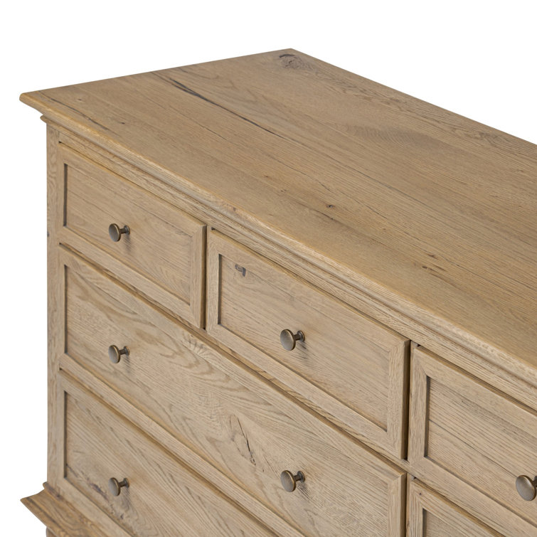 Geoffrey Wide Worn Oak Veneer Dresser with Levelers