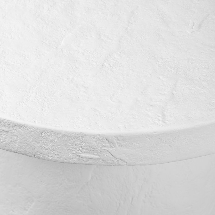 Paz White Plaster Indoor/Outdoor Round Side Table