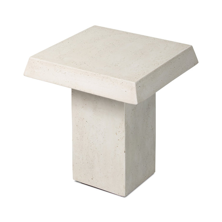 Avila Aged White Concrete Indoor/Outdoor Side Table