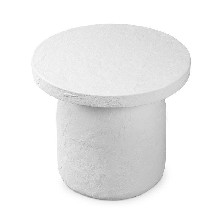 Paz White Plaster Indoor/Outdoor Round Side Table