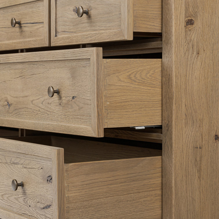Geoffrey Wide Worn Oak Veneer Dresser with Levelers