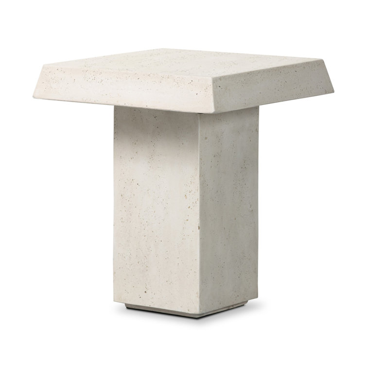 Avila Aged White Concrete Indoor/Outdoor Side Table