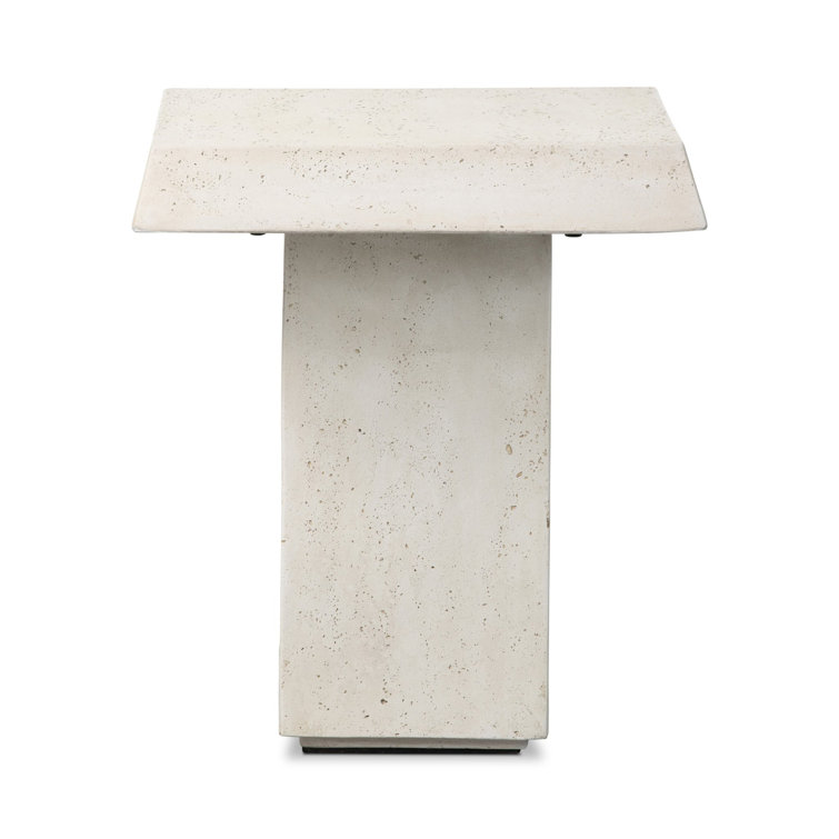 Avila Aged White Concrete Indoor/Outdoor Side Table