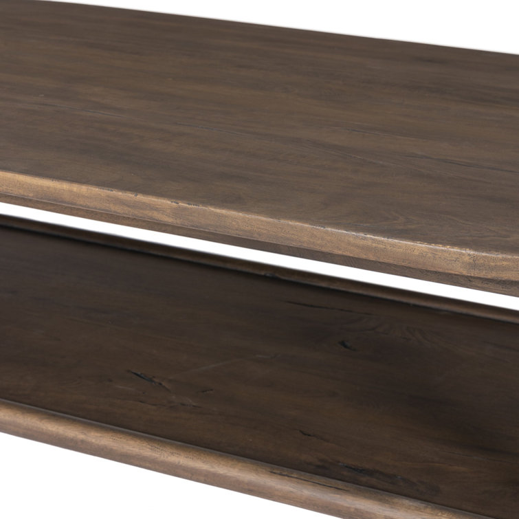 Antique Belgium Bleach Oval Wood Coffee Table with Shelf