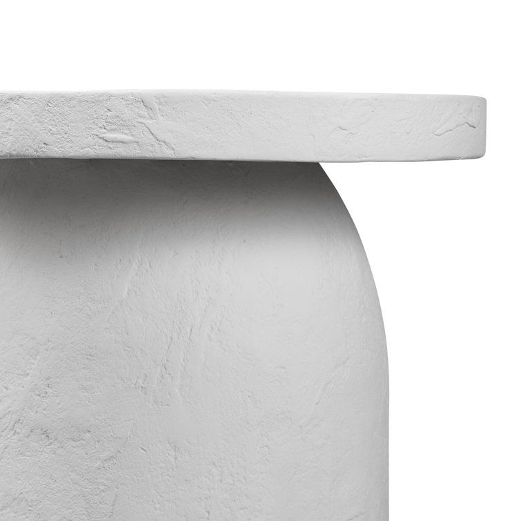 Paz White Plaster Indoor/Outdoor Round Side Table