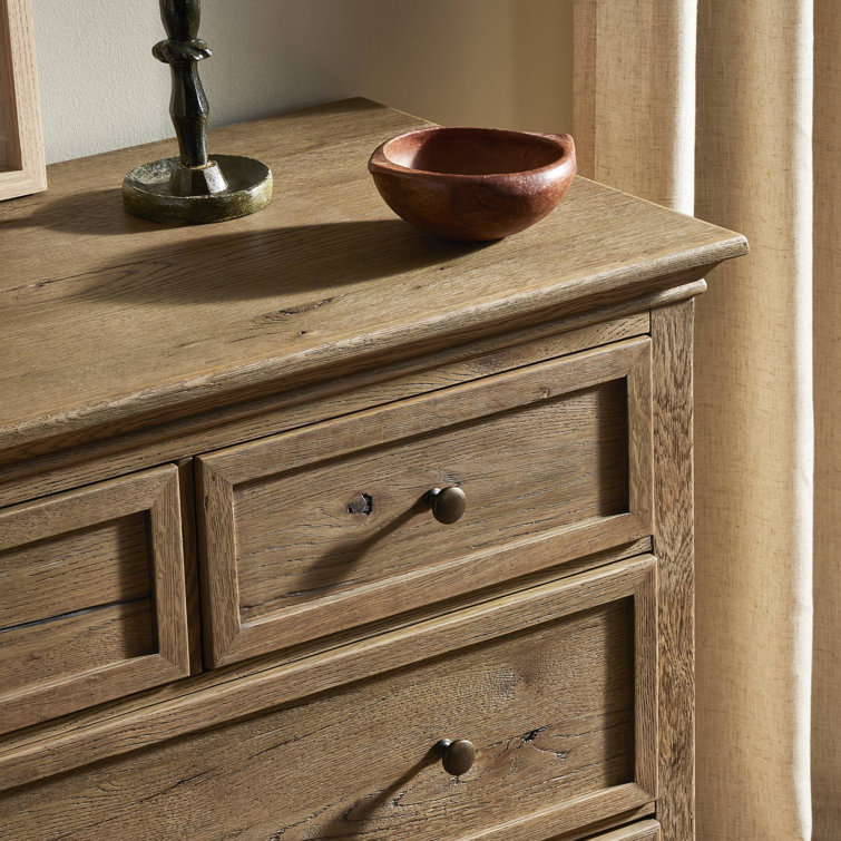 Geoffrey Wide Worn Oak Veneer Dresser with Levelers