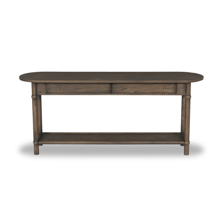 Antique Belgium Bleach Wood and Metal Console Table with Storage