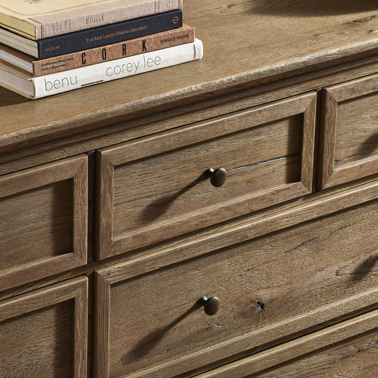 Geoffrey Wide Worn Oak Veneer Dresser with Levelers