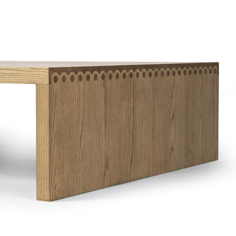 Toasted Ash Rectangular Wood Coffee Table with Scallop Details