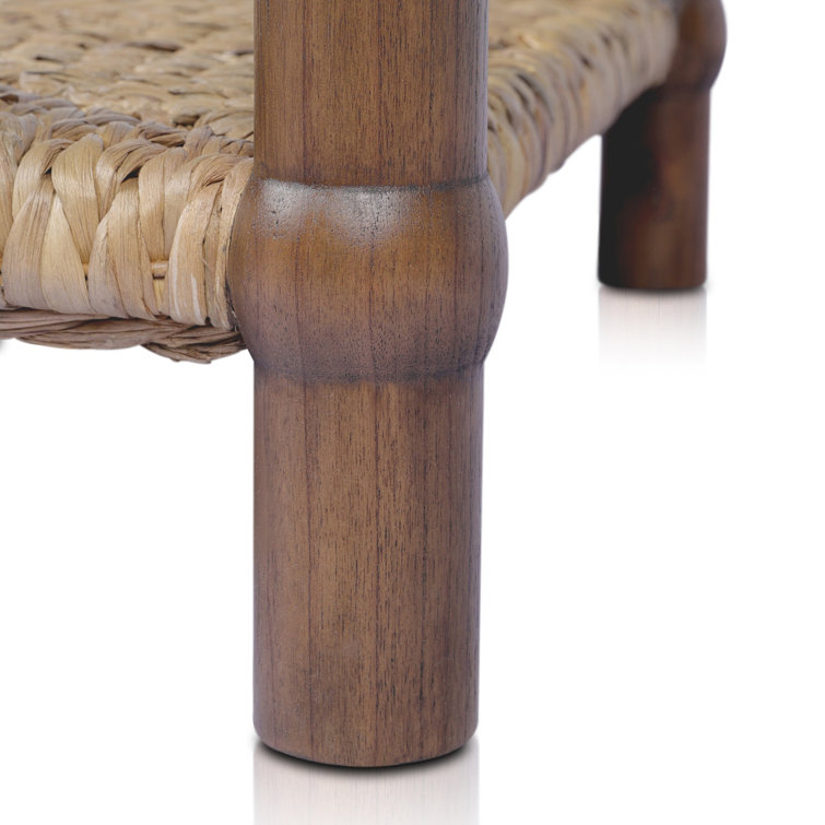Gabriella Brown Rectangular Wood Side Table with Woven Shelf