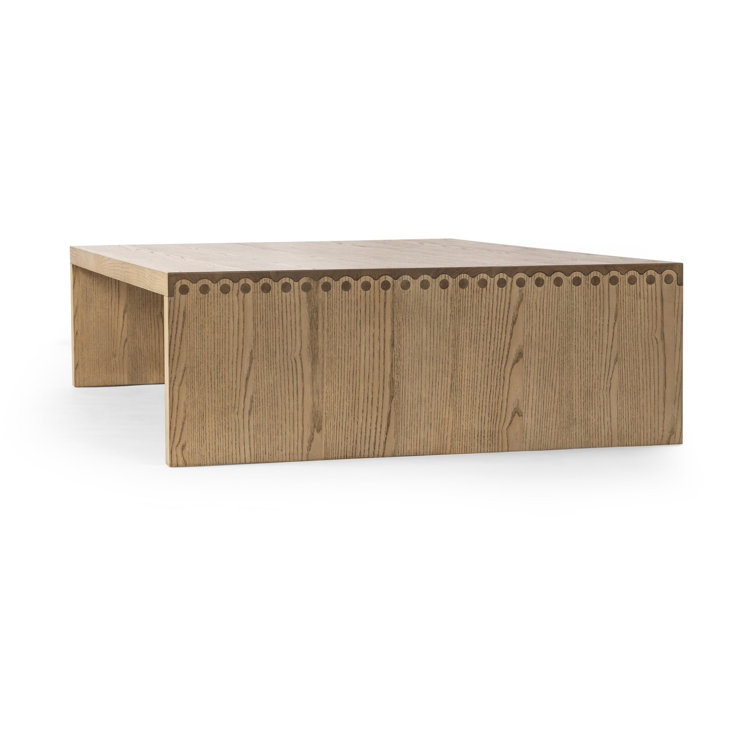 Toasted Ash Rectangular Wood Coffee Table with Scallop Details