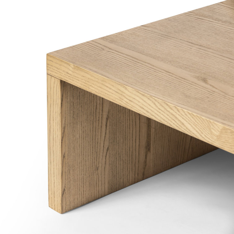 Toasted Ash Rectangular Wood Coffee Table with Scallop Details