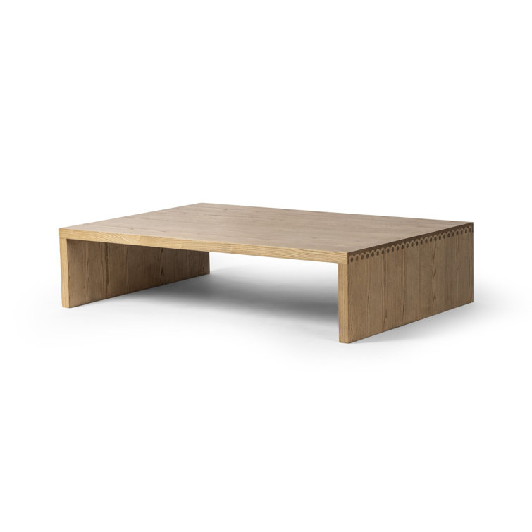 Toasted Ash Rectangular Wood Coffee Table with Scallop Details