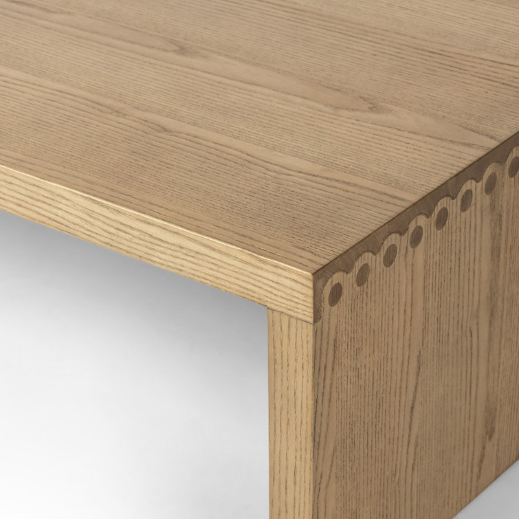 Toasted Ash Rectangular Wood Coffee Table with Scallop Details