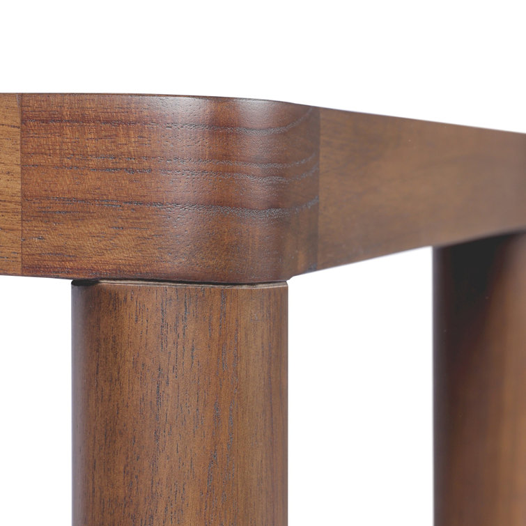 Gabriella Brown Rectangular Wood Side Table with Woven Shelf
