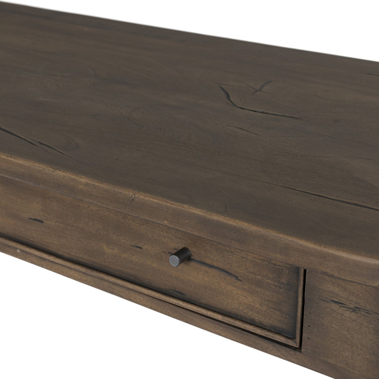 Antique Belgium Bleach Wood and Metal Console Table with Storage