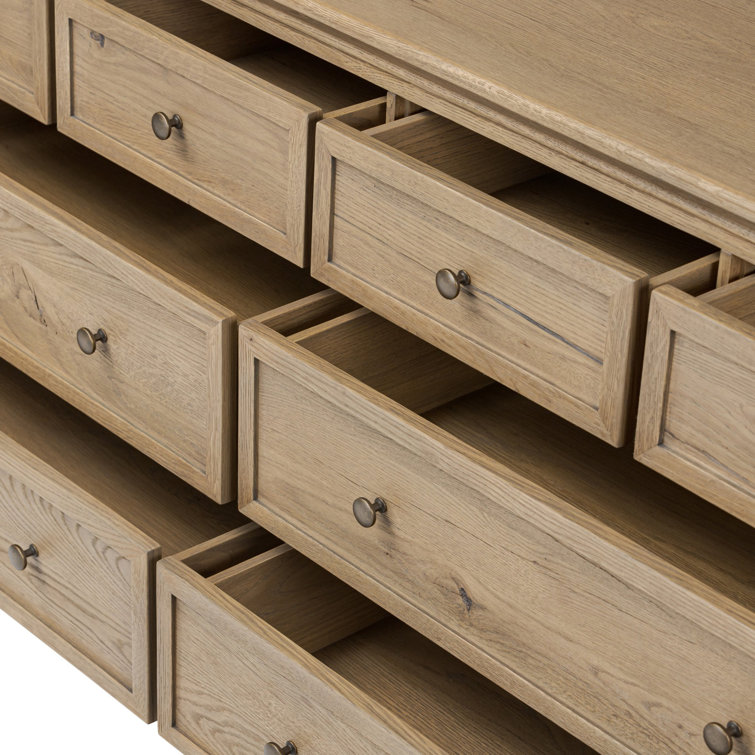 Geoffrey Wide Worn Oak Veneer Dresser with Levelers