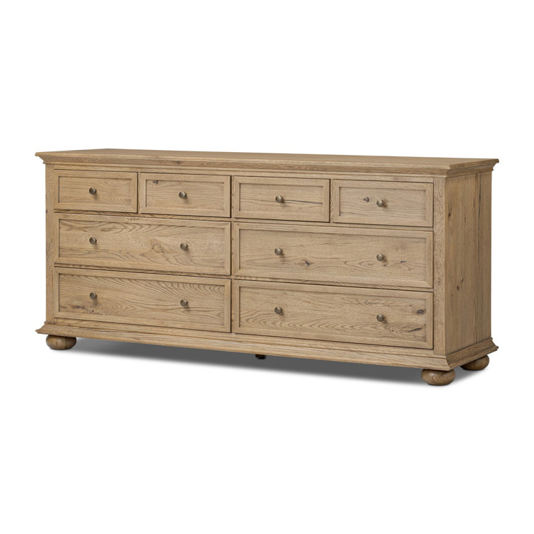 Geoffrey Wide Worn Oak Veneer Dresser with Levelers