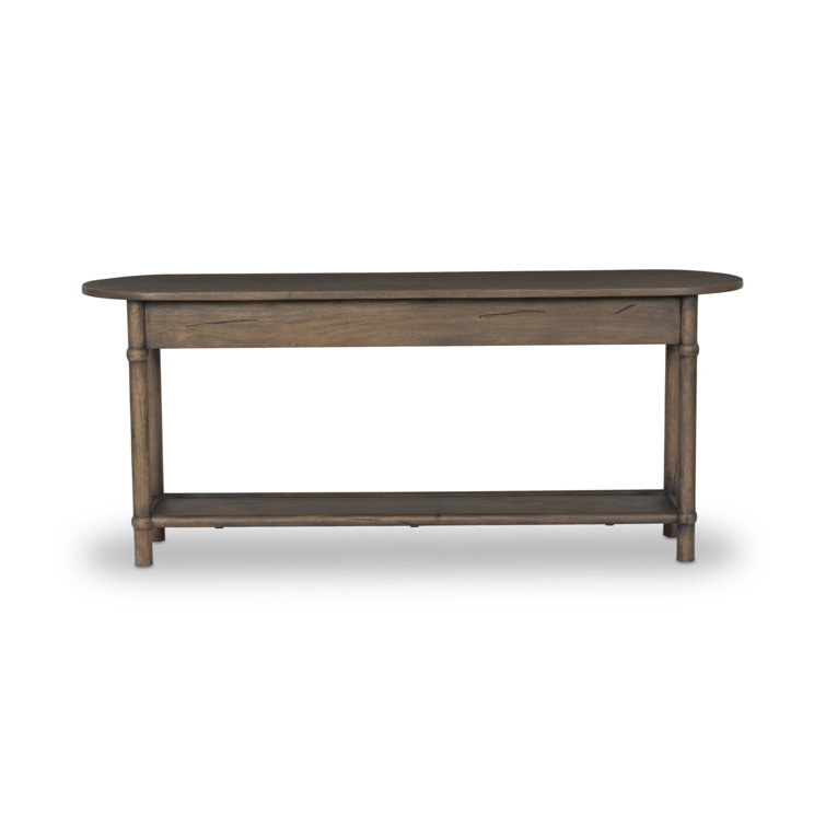 Antique Belgium Bleach Wood and Metal Console Table with Storage