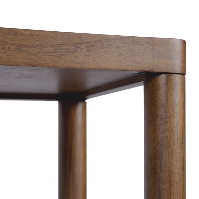 Brown Wood and Metal Console Table with Woven Shelf