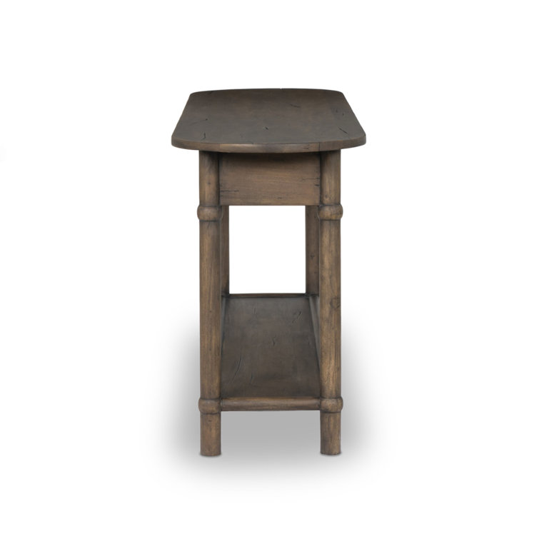 Antique Belgium Bleach Wood and Metal Console Table with Storage