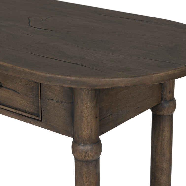 Antique Belgium Bleach Wood and Metal Console Table with Storage