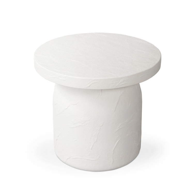 Paz White Plaster Indoor/Outdoor Round Side Table