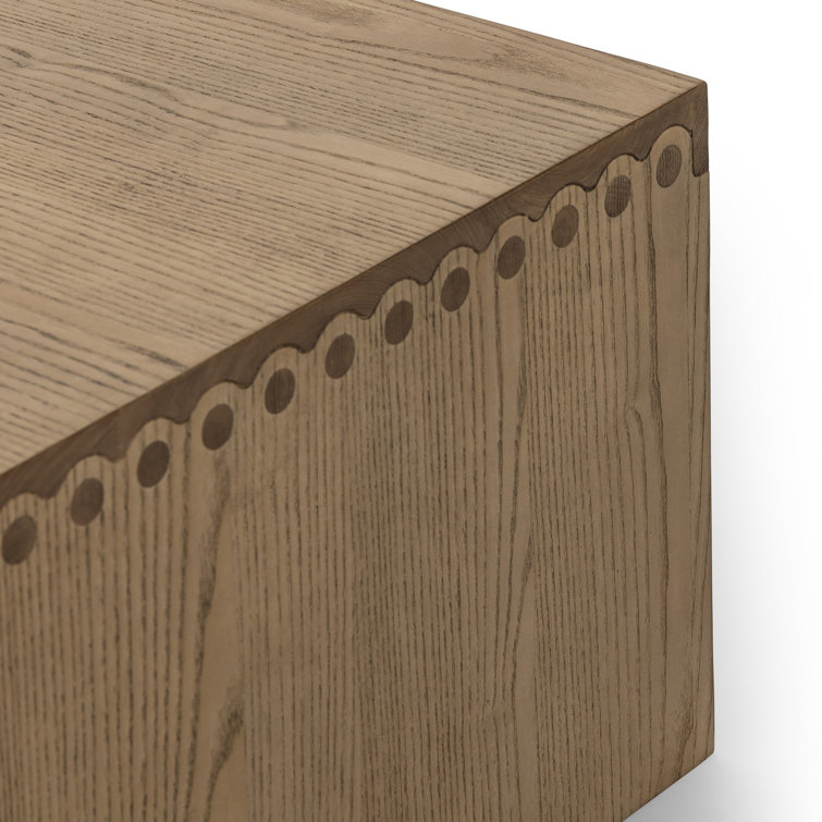 Toasted Ash Rectangular Wood Coffee Table with Scallop Details