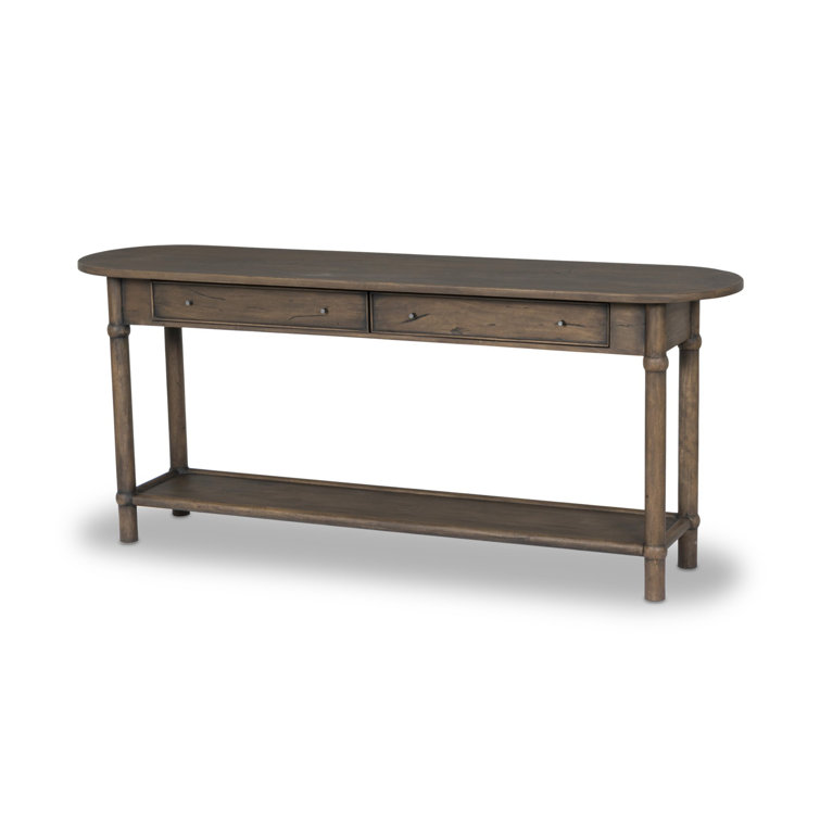 Antique Belgium Bleach Wood and Metal Console Table with Storage