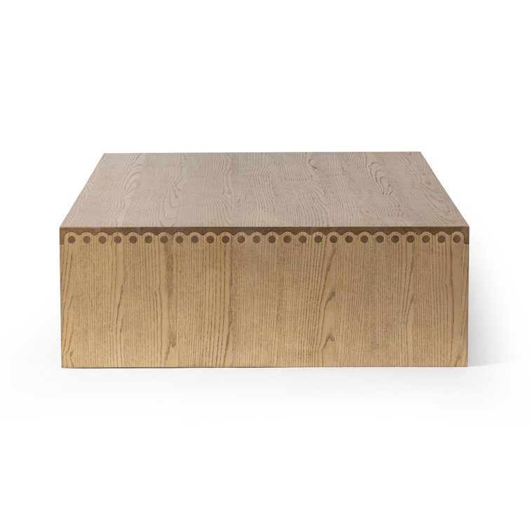 Toasted Ash Rectangular Wood Coffee Table with Scallop Details