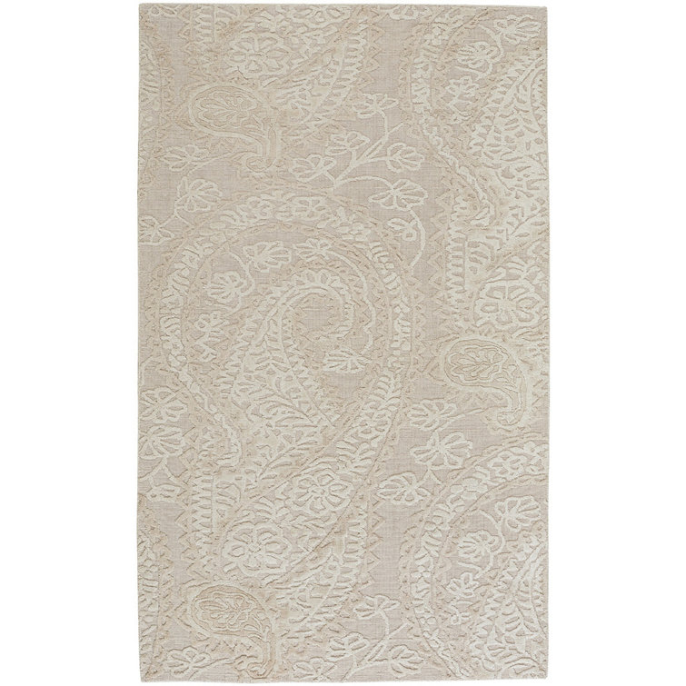 Ivory Elegance 60'' x 36'' Handwoven Wool-Viscose Area Rug
