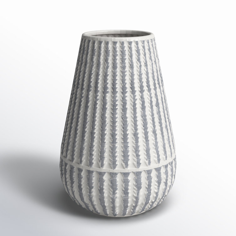 10" White and Gray Ceramic Novelty Table Vase