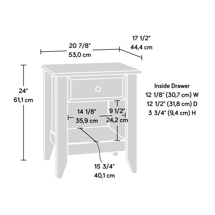 Soft White Shoal Creek Nightstand with Smooth Metal Runners