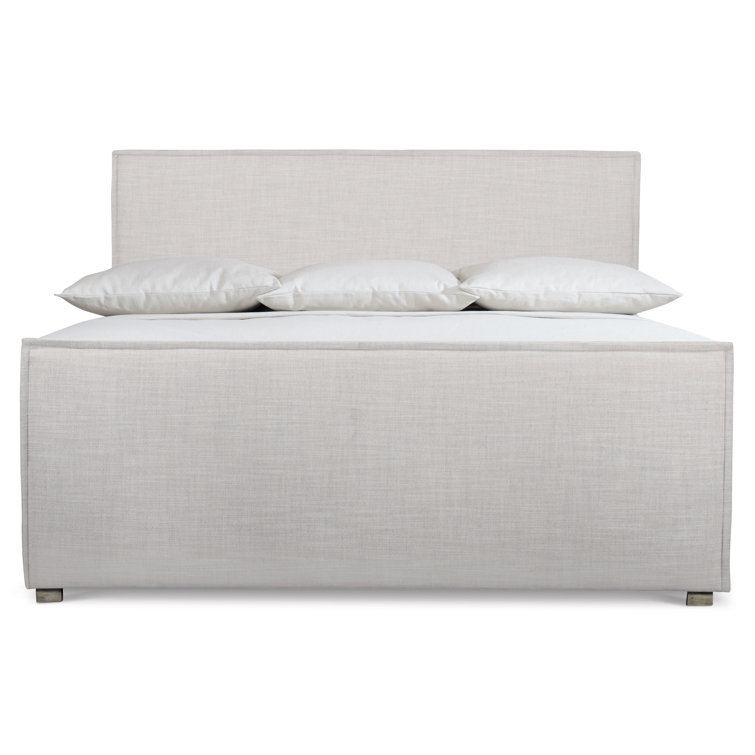 Transitional Greige California King Upholstered Bed with Wood Frame