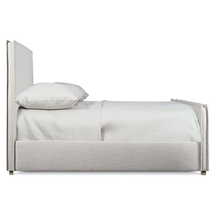 Transitional Greige California King Upholstered Bed with Wood Frame