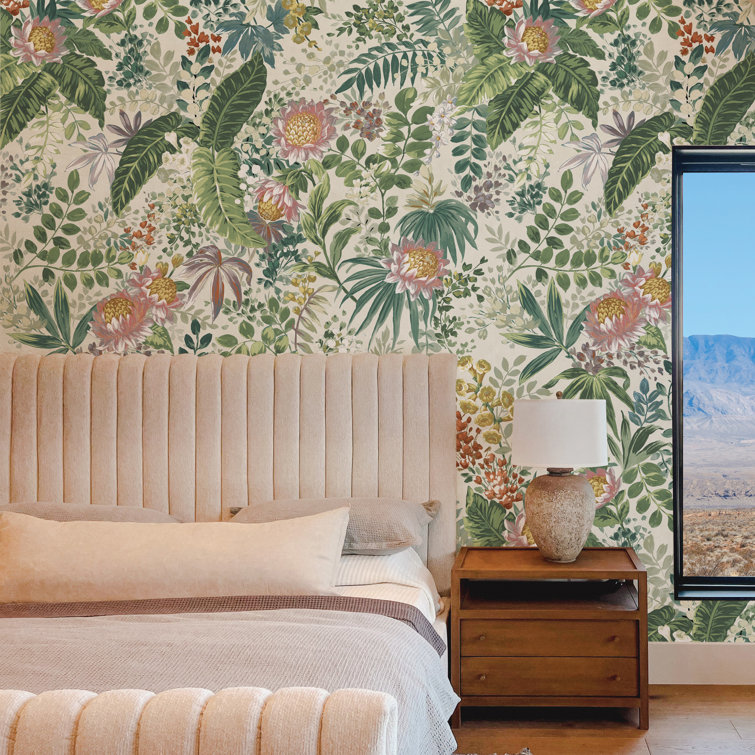 Beverly Floral 108" x 78" Peel and Stick Wall Mural in Fern