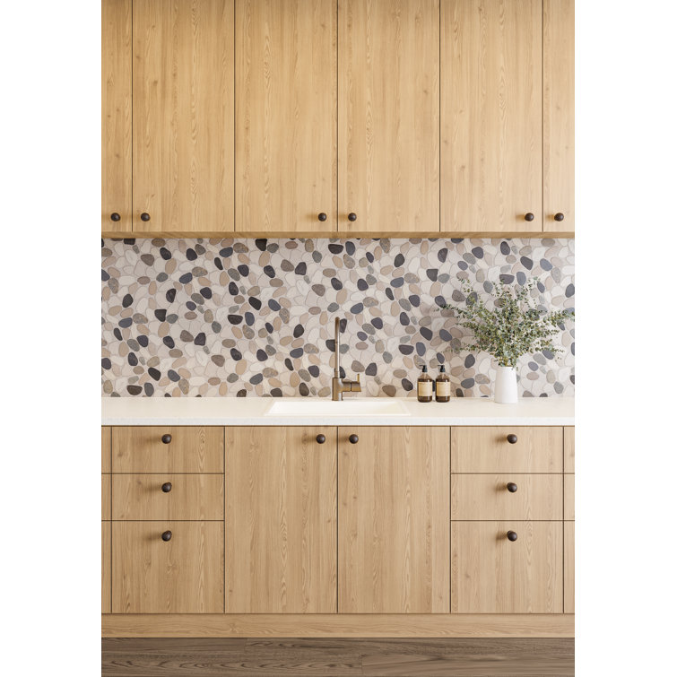 Waterbrook 12" x 12" Multicolor Natural Stone Pebble Mosaic Tile