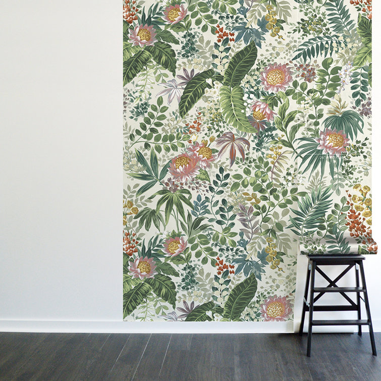 Beverly Floral 108" x 78" Peel and Stick Wall Mural in Fern
